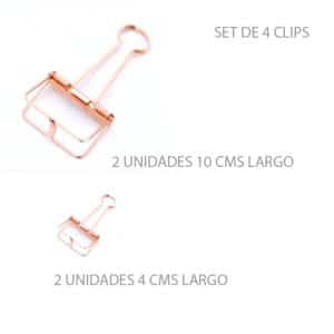 Set de 4 Clips Rose Gold para papel