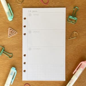 Hojas de Relleno para Agenda A6 - SEMANA