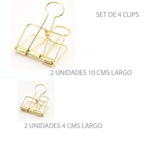 Set de 4 Clips Dorados para papel