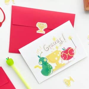 Tarjeta para Maestras con Sobre y Sticker