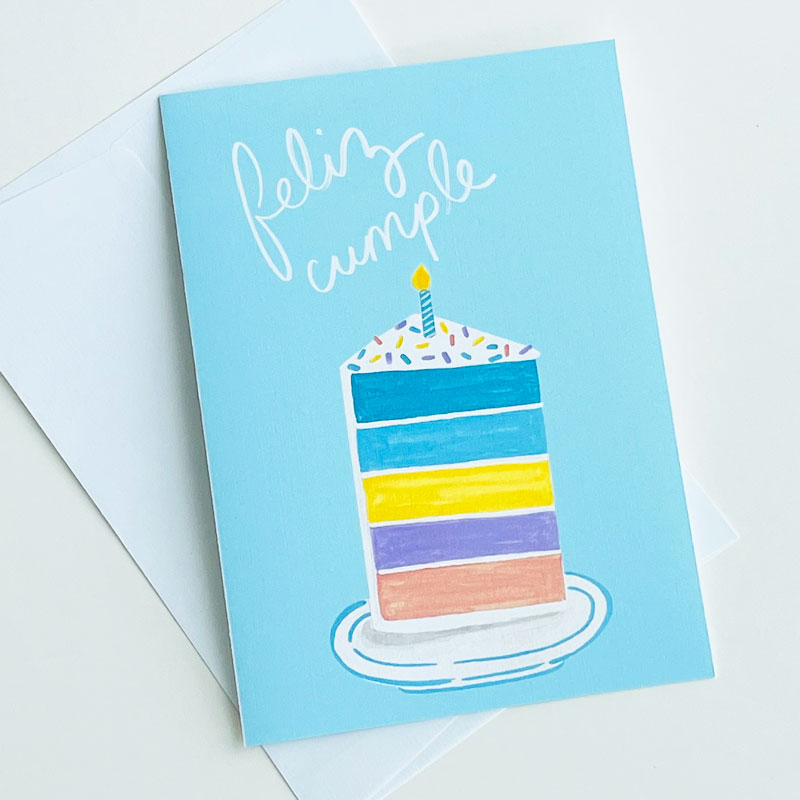 Tarjeta Feliz Cumple con Sobre y Sticker