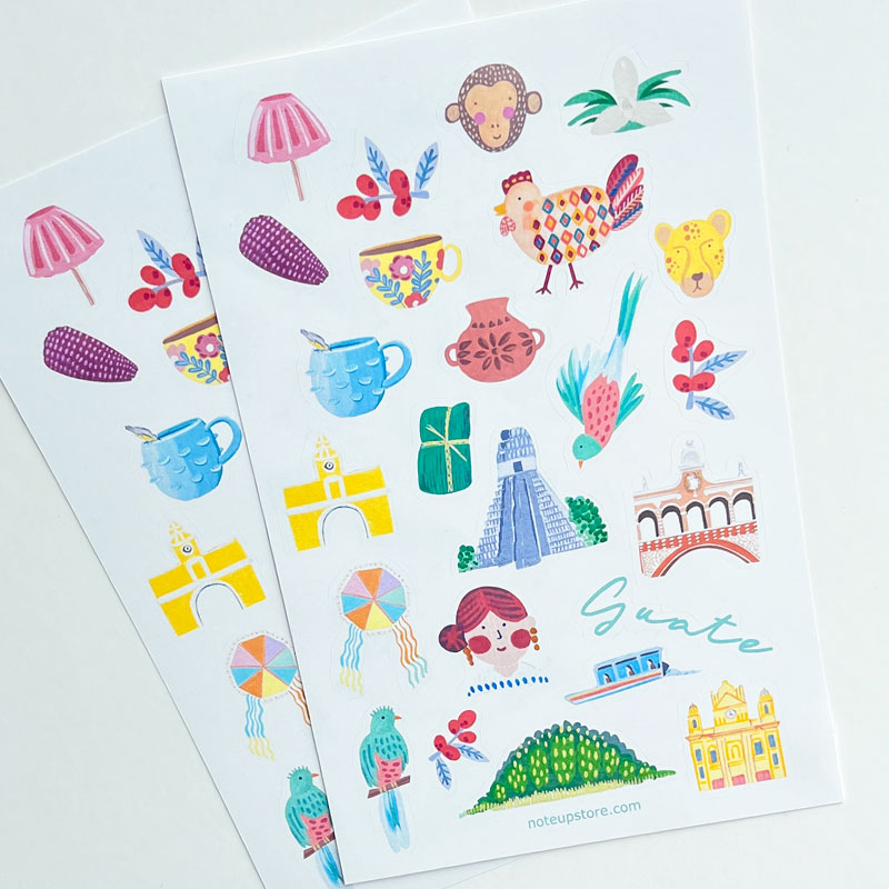 Set de 2 Hojas de Stickers Chapinas