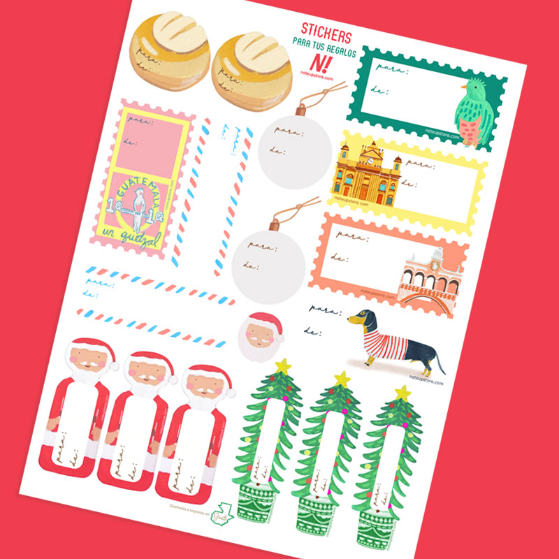 Set de 2 Hojas de Stickers Navideñas para Regalos